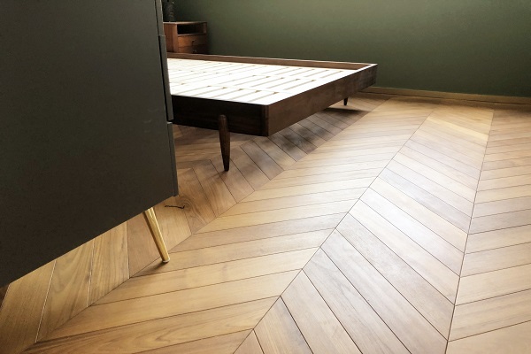 Natural Oiled Burma Teak Engineered Chevron Parquet